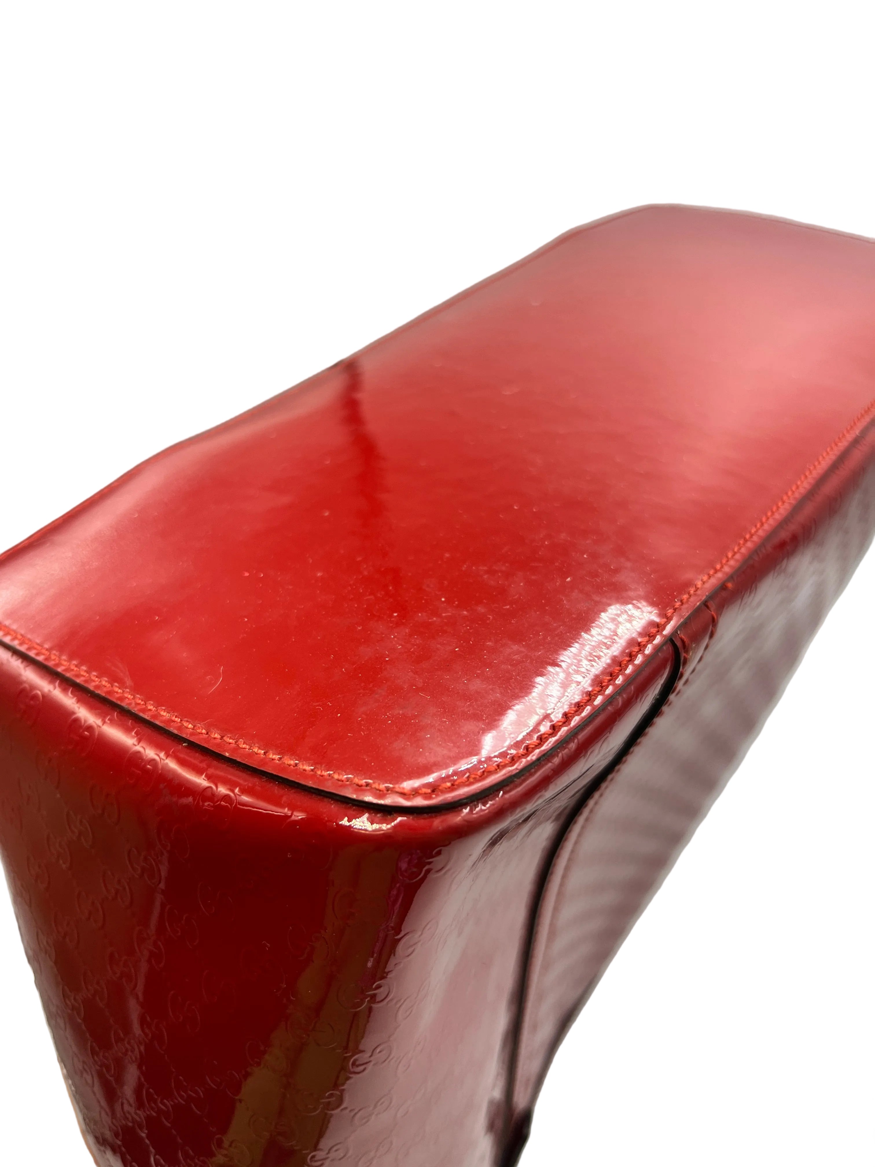 Gucci Red Guccissima Patent Leather Tote Bag
