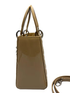 Christian Dior Medium Lady Dior Bag in Powder Beige Cannage Patent Leather