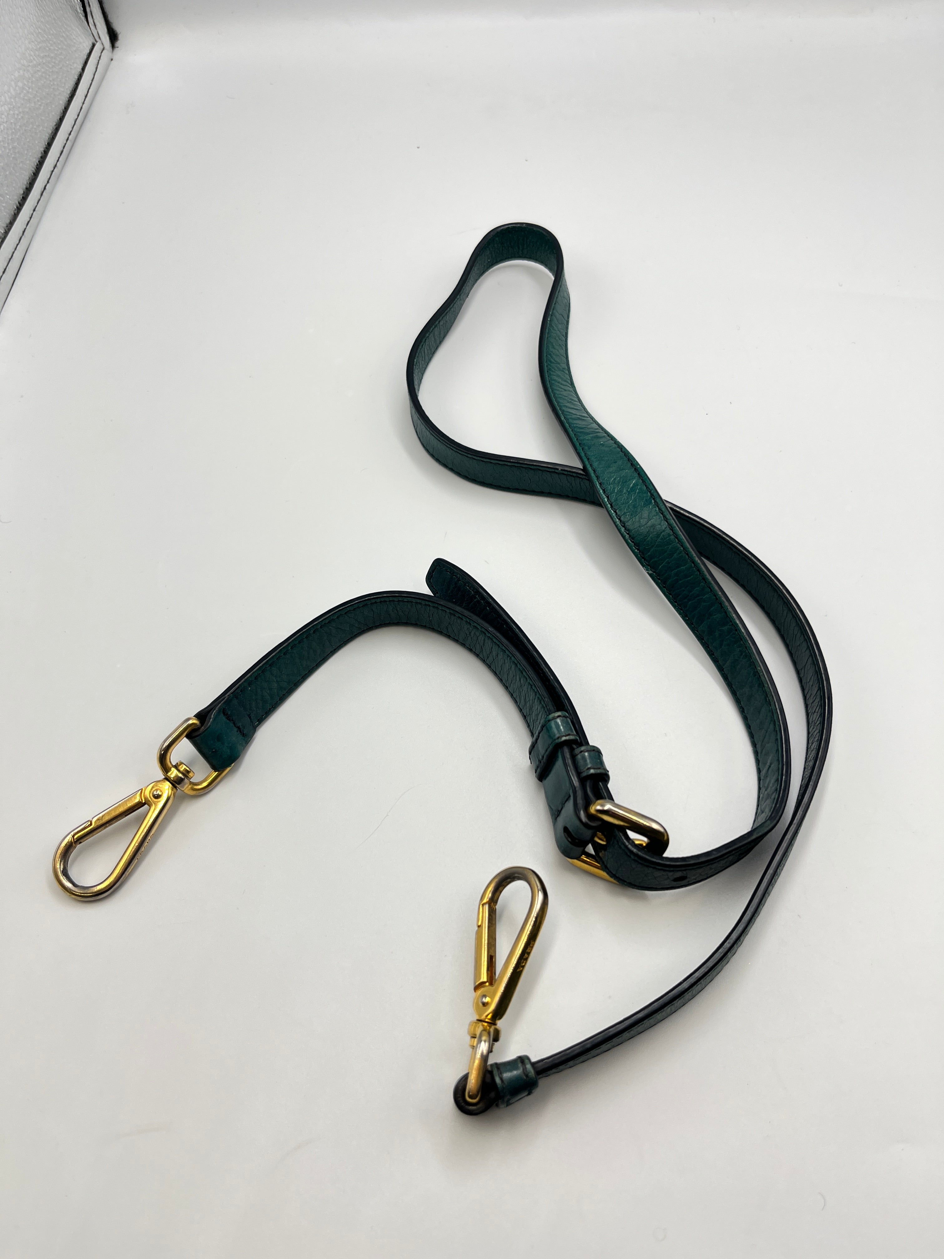 Prada Vitello Shine Teal Green Leather Satchel Bag