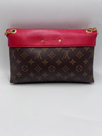 Louis Vuitton Monogram Canvas and Monogram Empreinte Double V Shoulder Bag in Cherry Berry / Ruby