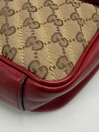Gucci GG Marmont Small Shoulder Bag in Original GG Canvas with Red Leather Trim