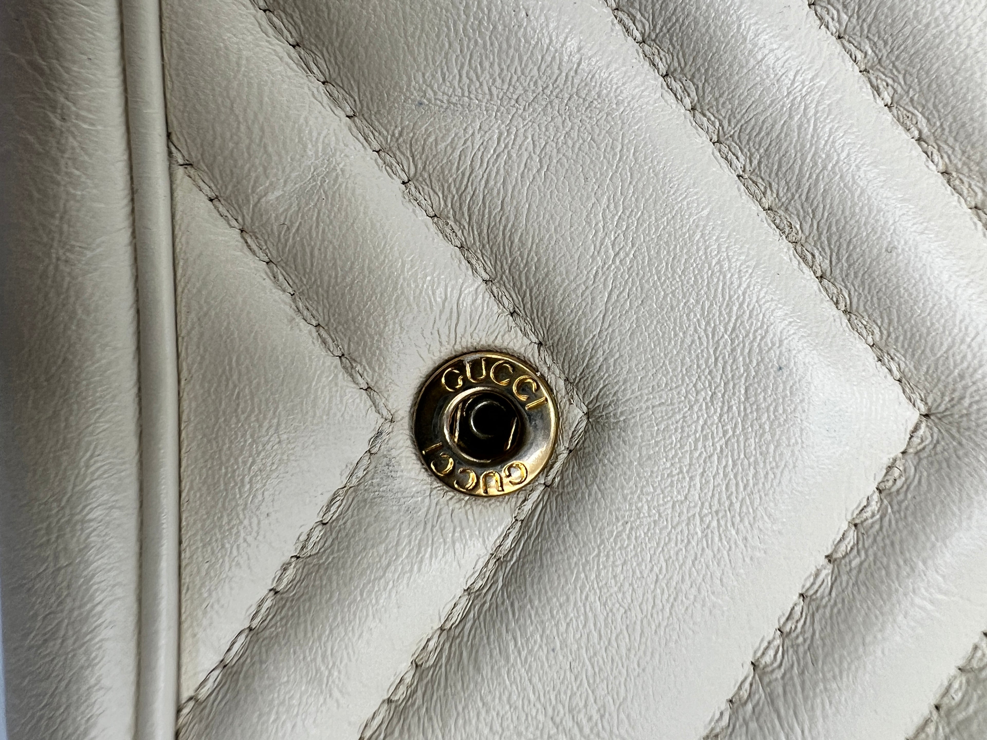 Gucci GG Marmont Super Mini Shoulder Bag Beige Matelassé Leather