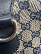 Gucci Vintage Web Boston Bag – Navy GG Canvas – Authentic Pre-owned Sherry Line Satchel