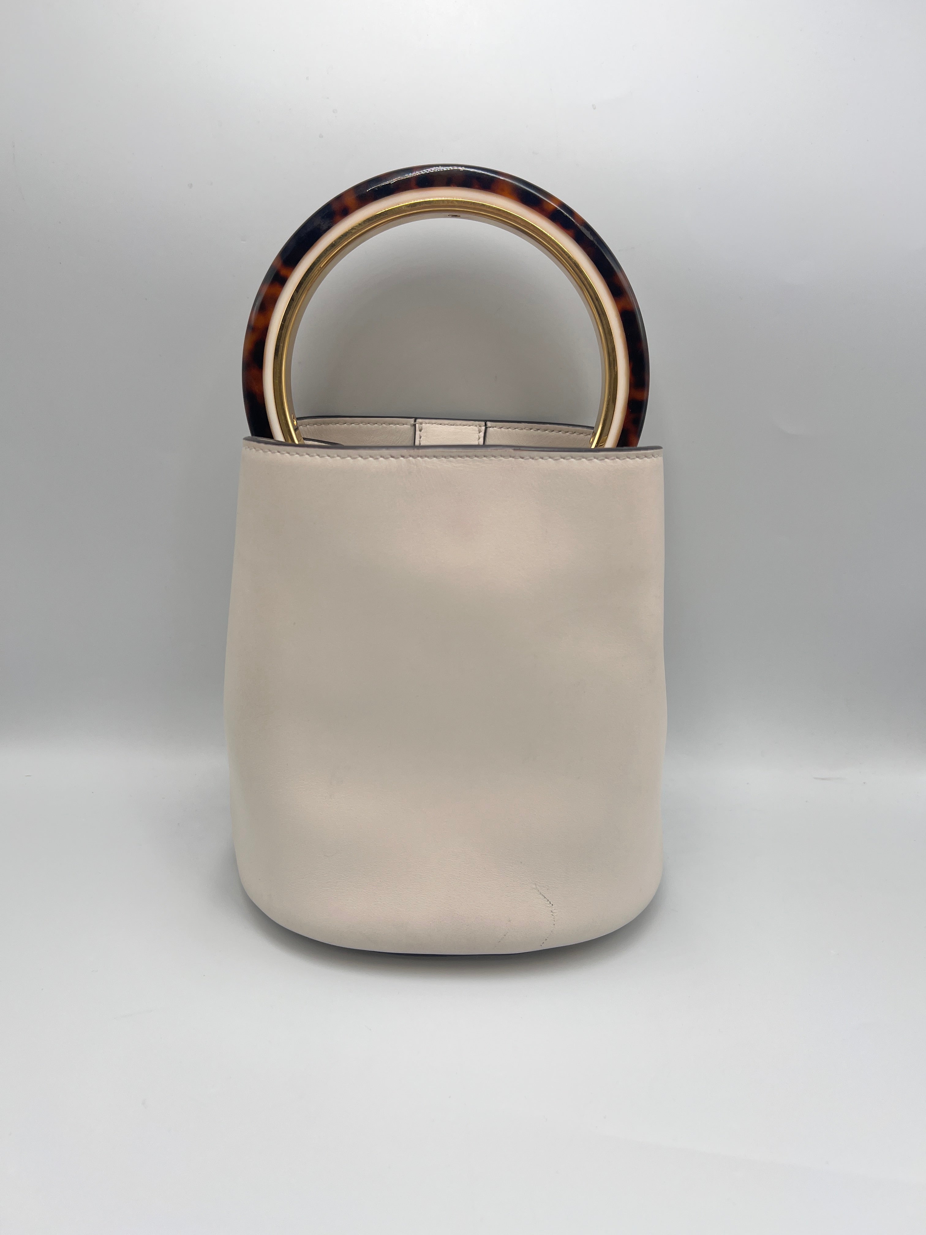 Marni White Bucket Bag with Tortoiseshell Handle