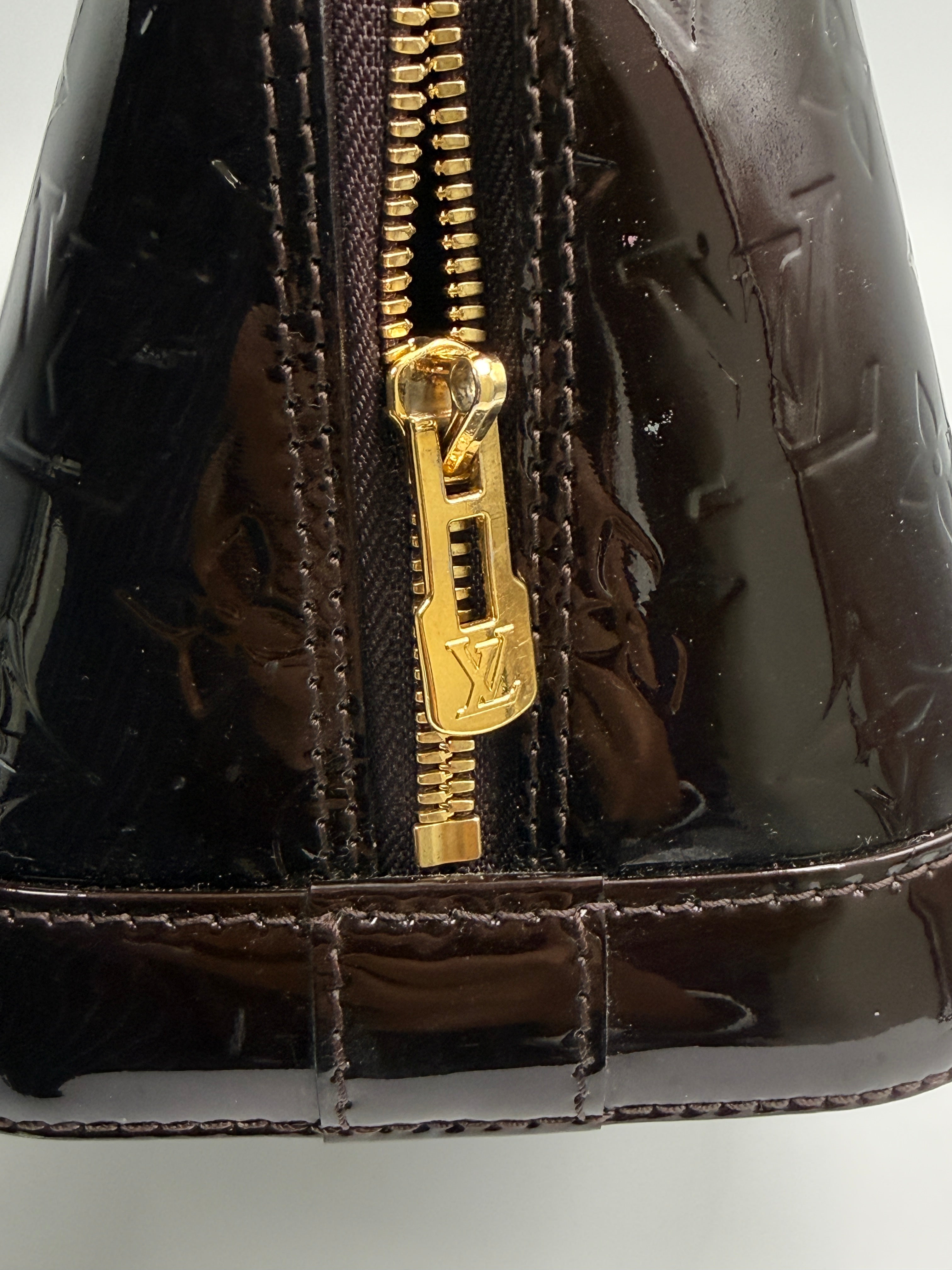 Louis Vuitton Monogram Vernis Alma PM In Burgundy