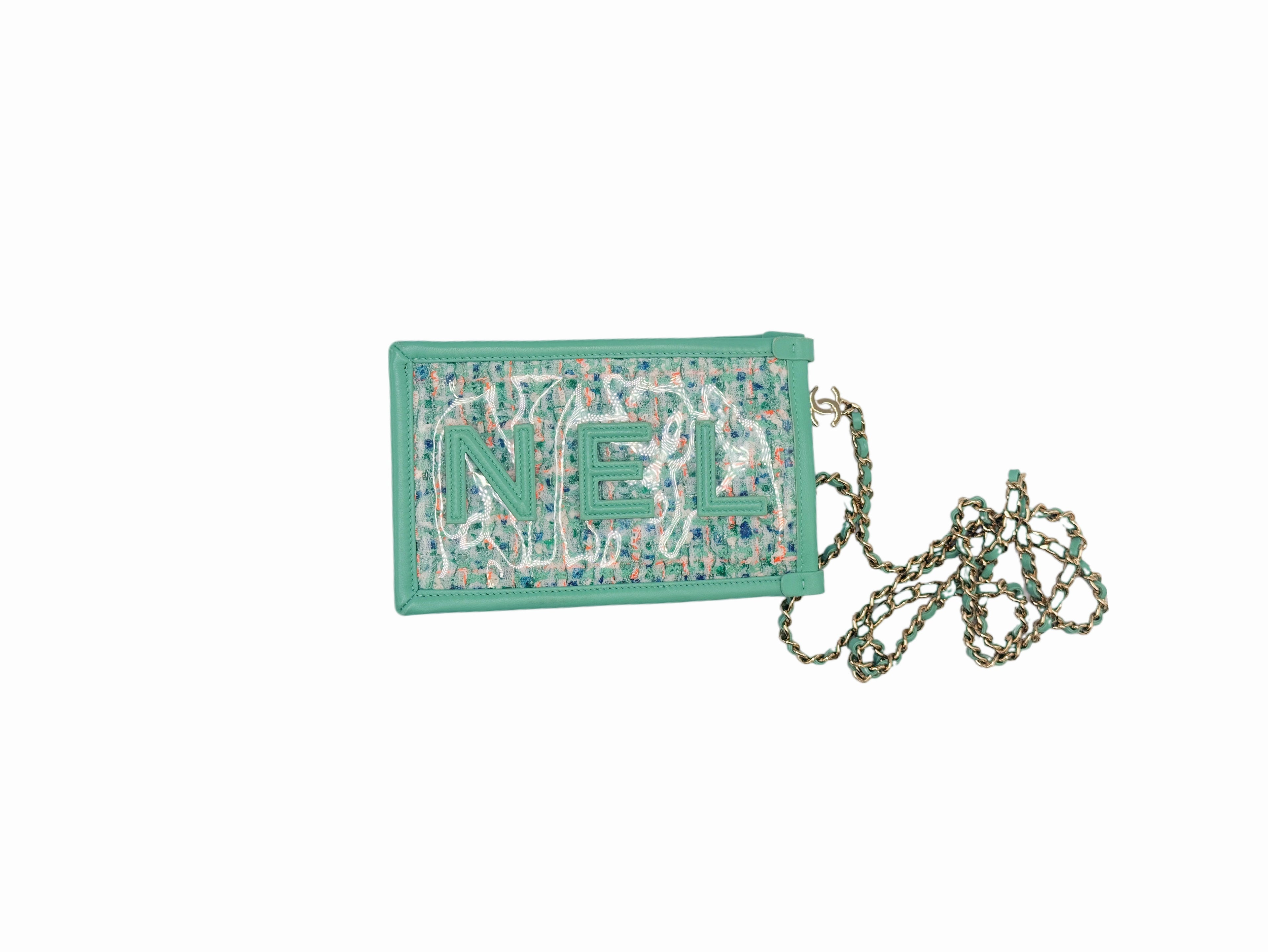 Chanel Green Tweed Clutch