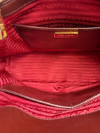 Prada Saffiano Lux Medium Promenade Dome Satchel (Granato / Burgundy)