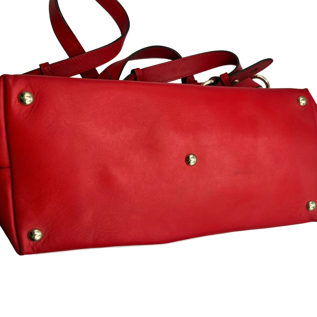 Gucci GG Canvas & Red Leather Heart Charm Shoulder Bag
