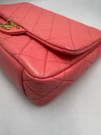 Chanel Small Flap Bag in Coral Pink Lambskin Leather