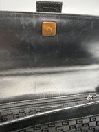 Gucci Vintage Square G Flap Shoulder Bag in Black Canvas and Leather