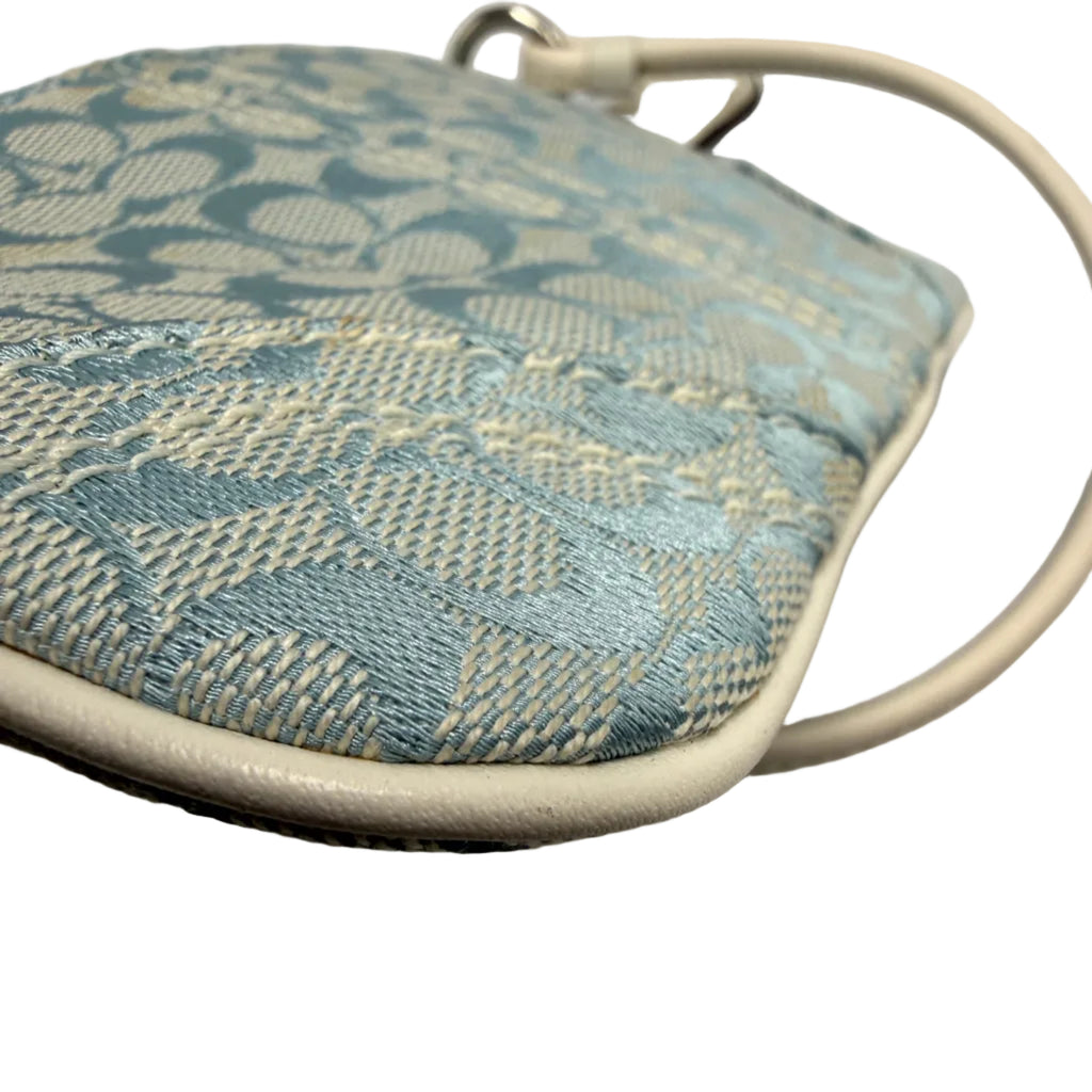 Vintage Coach Signature Jacquard Demi Wristlet Clutch – Light Blue & White