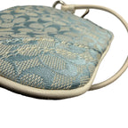 Vintage Coach Signature Jacquard Demi Wristlet Clutch – Light Blue & White