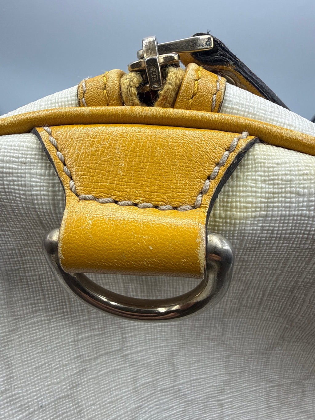 Gucci Joy Boston GG Plus Canvas Satchel with Yellow Leather Trim