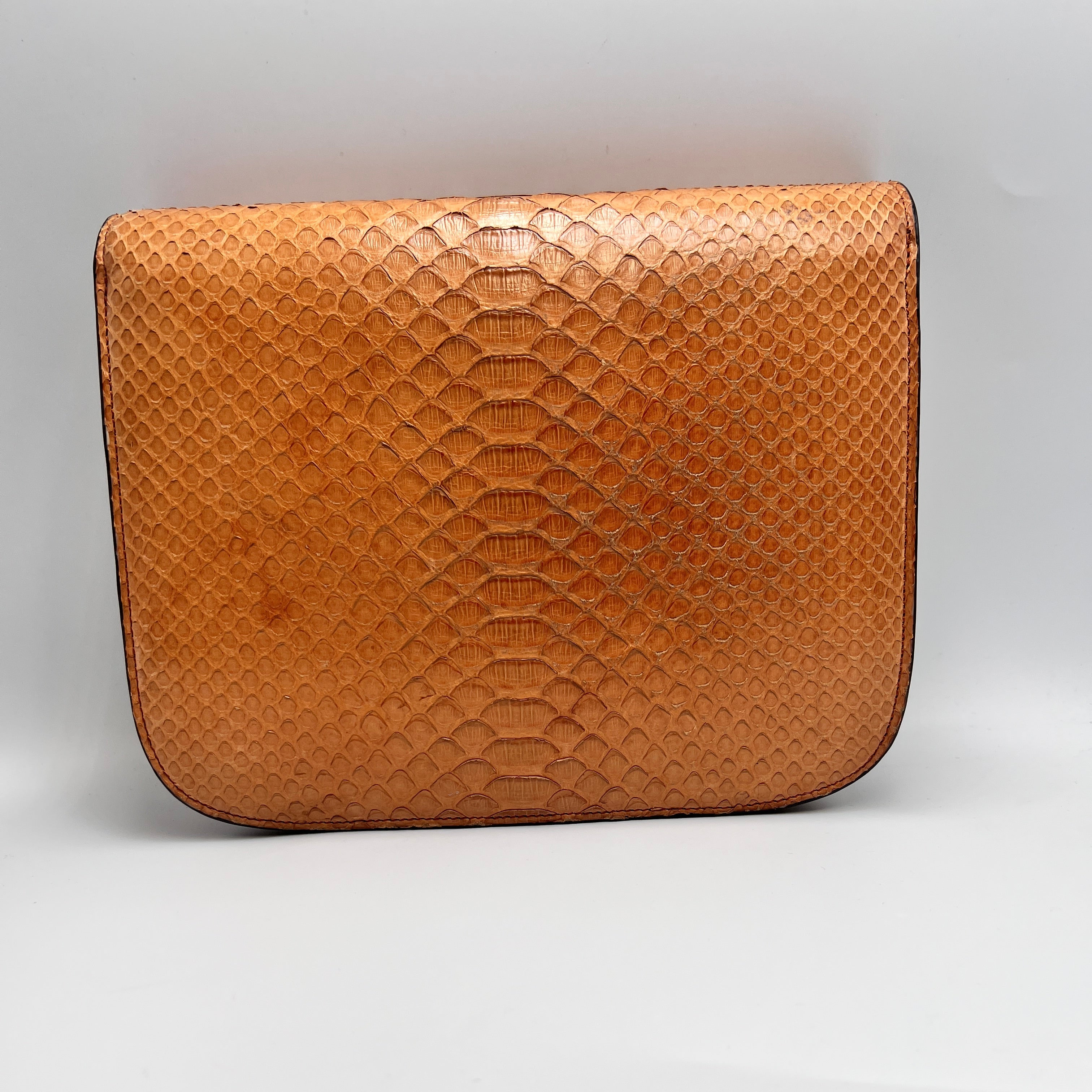 Celine Classic Box Bag in Tan Python Leather with Gold-Tone Hardware