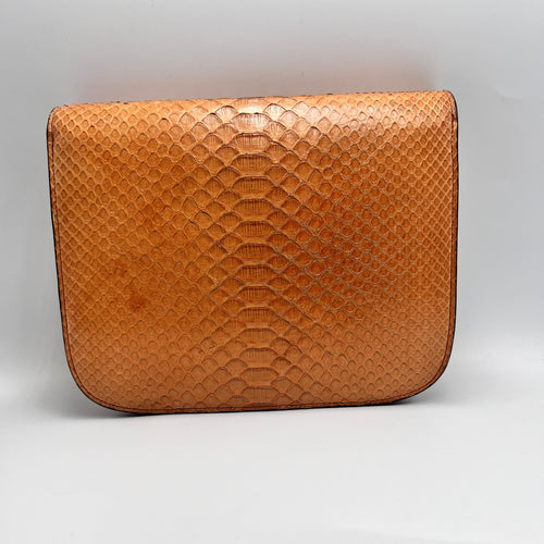Celine Classic Box Bag in Tan Python Leather with Gold-Tone Hardware
