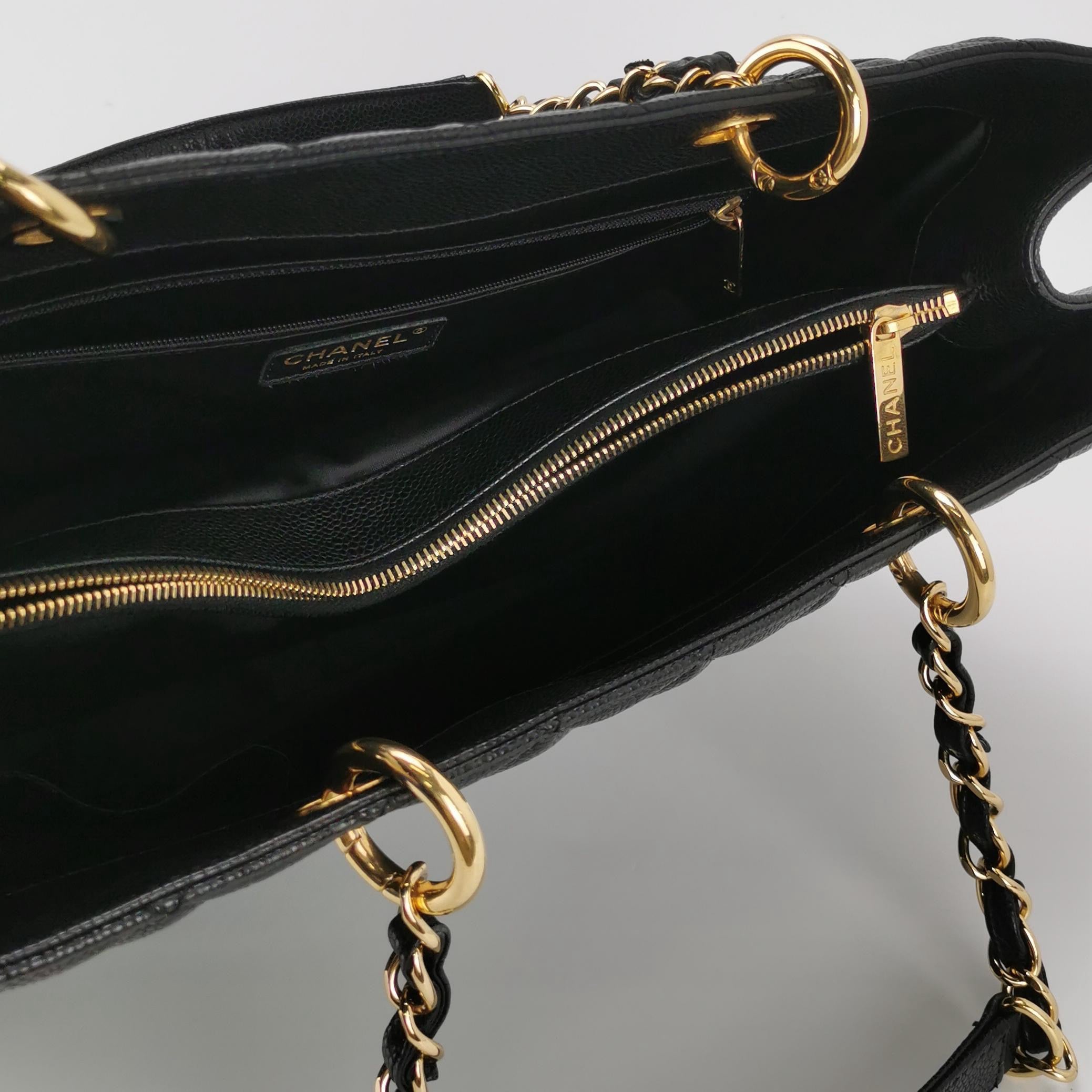 Chanel Black Caviar Leather Grand Shopping Tote-Pre-owned