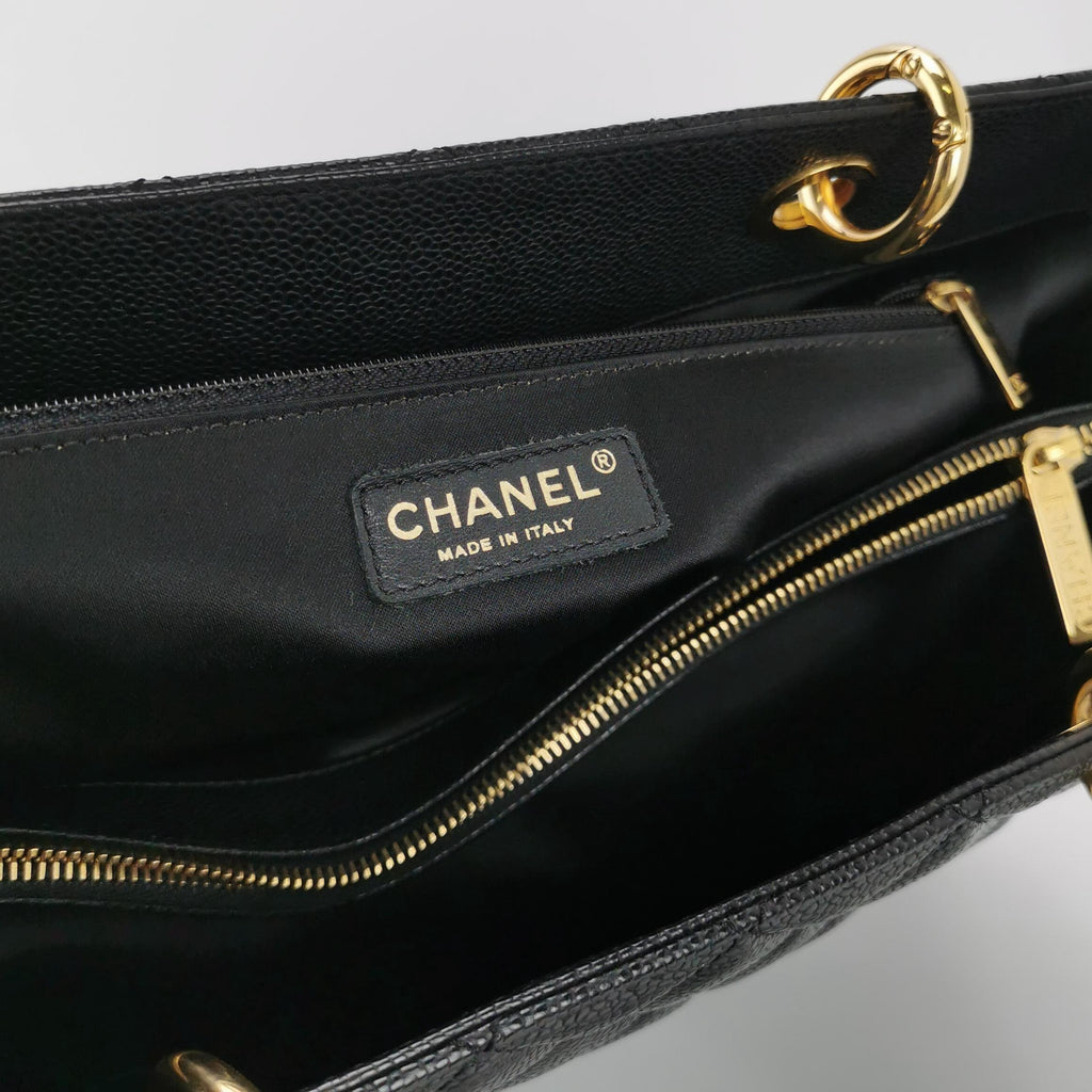 Chanel Black Caviar Leather Grand Shopping Tote-Pre-owned