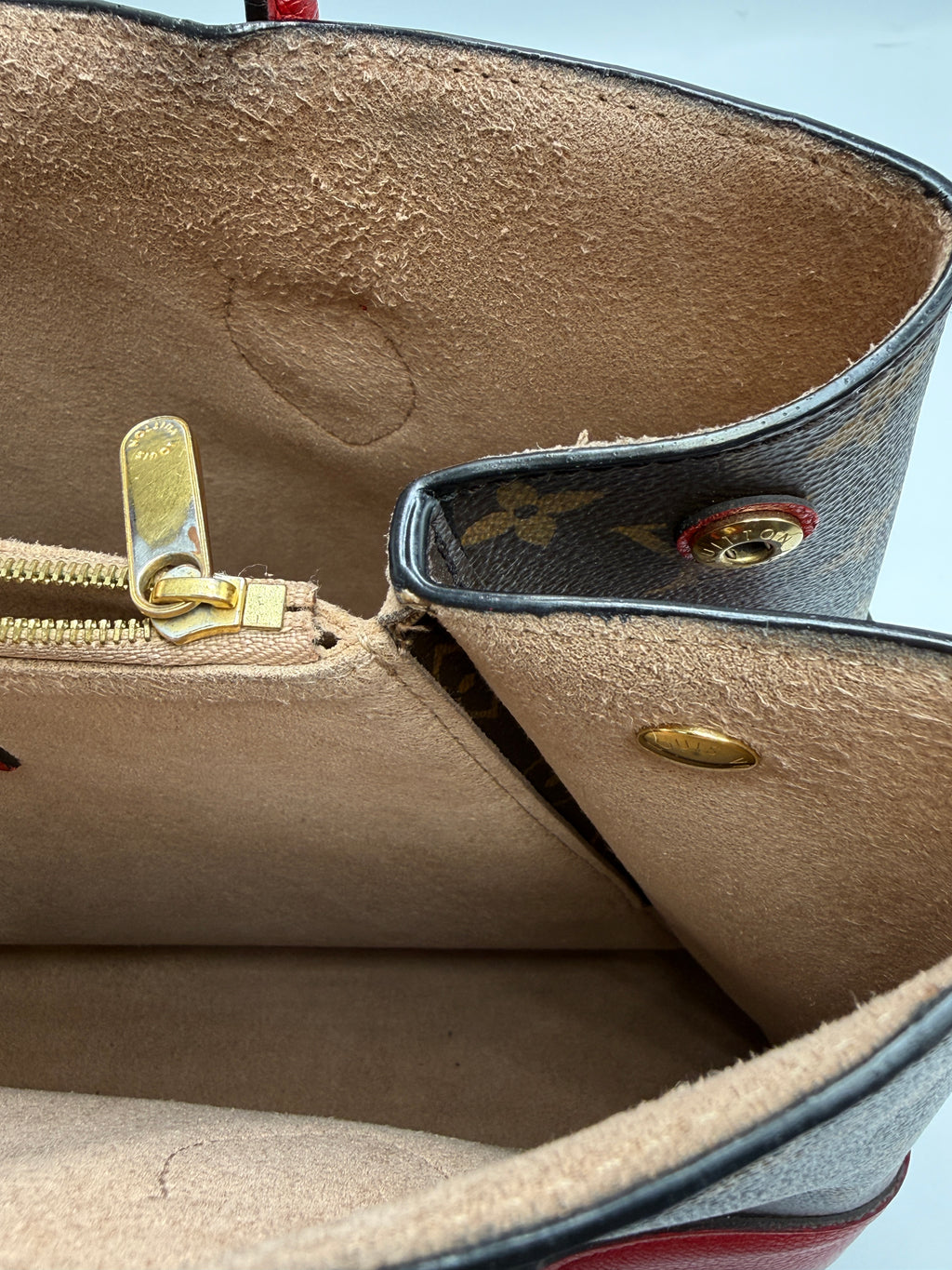 Louis Vuitton Flandrin Bag in Monogram Canvas and Red Calfskin
