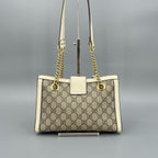 Gucci Padlock GG Supreme Medium Shoulder Bag – White Leather Trim