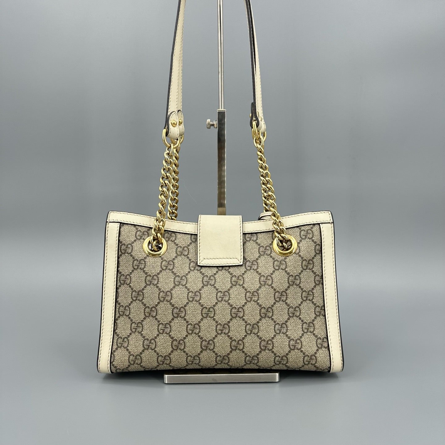 Gucci Padlock GG Supreme Medium Shoulder Bag – White Leather Trim