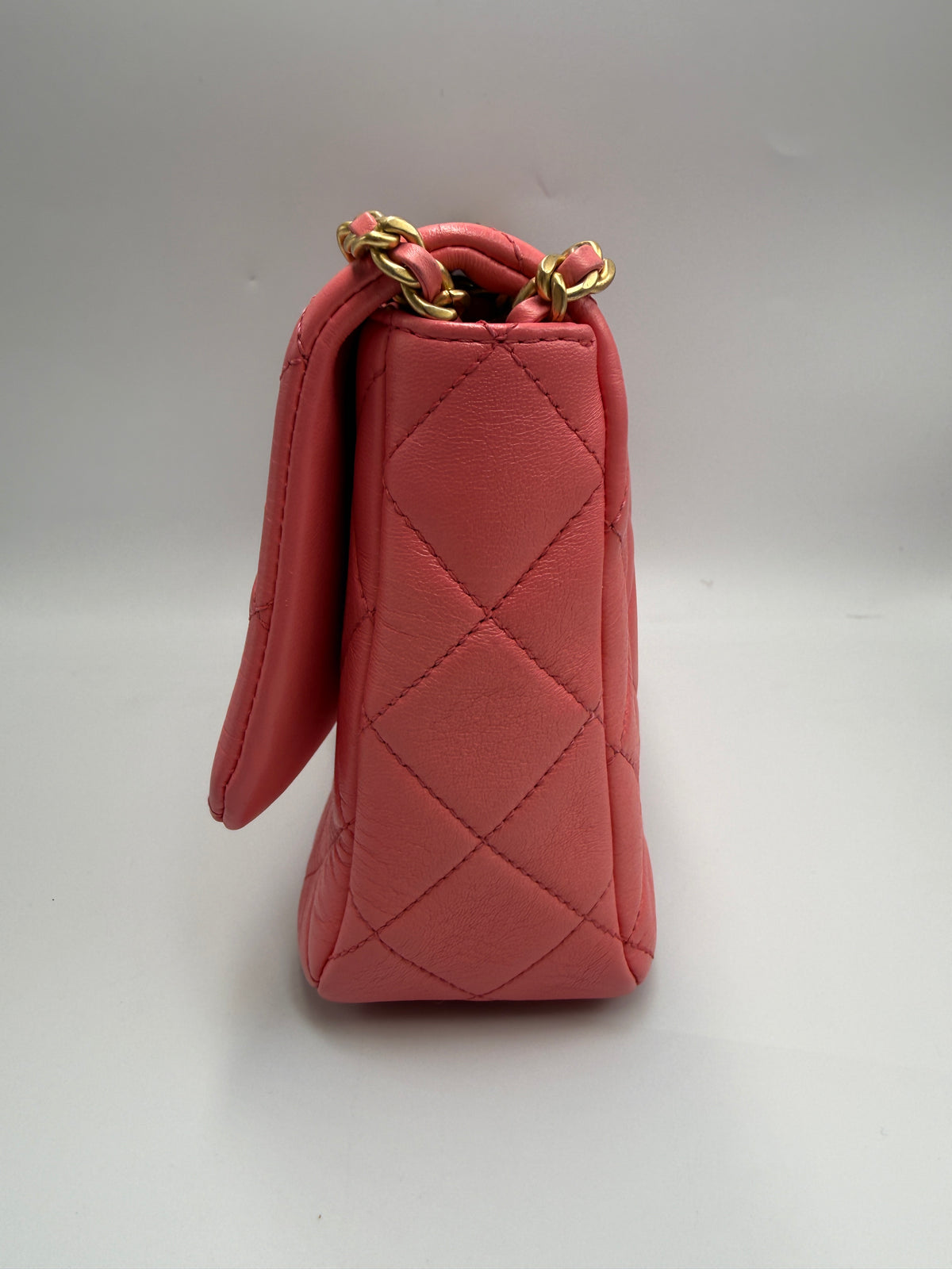 Chanel Small Flap Bag in Coral Pink Lambskin Leather
