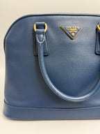 Prada Saffiano Lux Medium Promenade Dome Satchel (Baltico / Dark Navy)