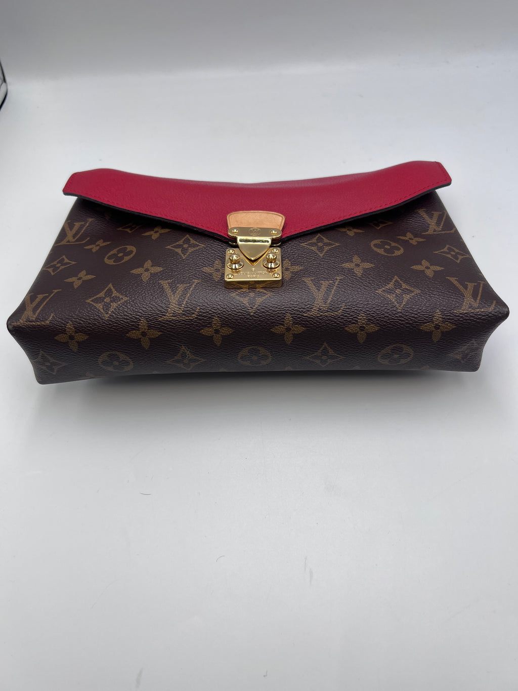 Louis Vuitton Monogram Canvas and Monogram Empreinte Double V Shoulder Bag in Cherry Berry / Ruby