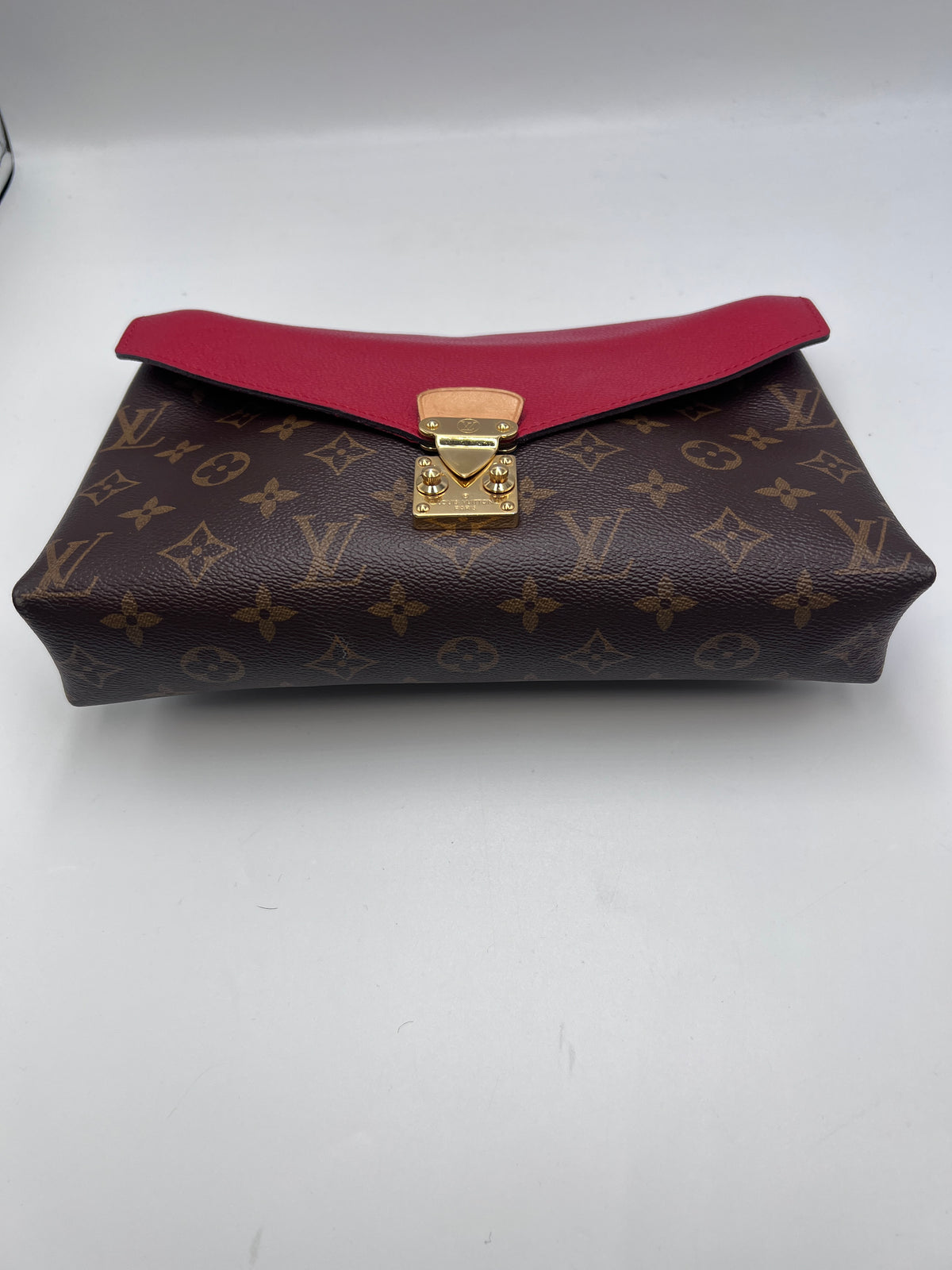 Louis Vuitton Monogram Canvas and Monogram Empreinte Double V Shoulder Bag in Cherry Berry / Ruby