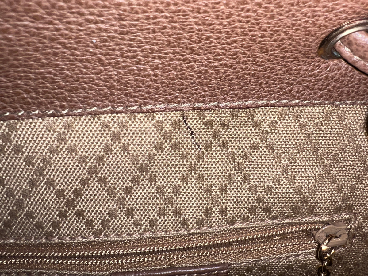 Gucci Vintage Bamboo Small Backpack in Brown Suede and Pebbled Leather