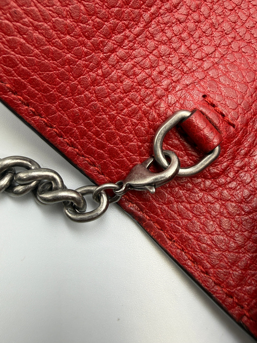 Gucci Dionysus Super Mini Shoulder Bag - Red Textured Leather with Crystal Tiger Head