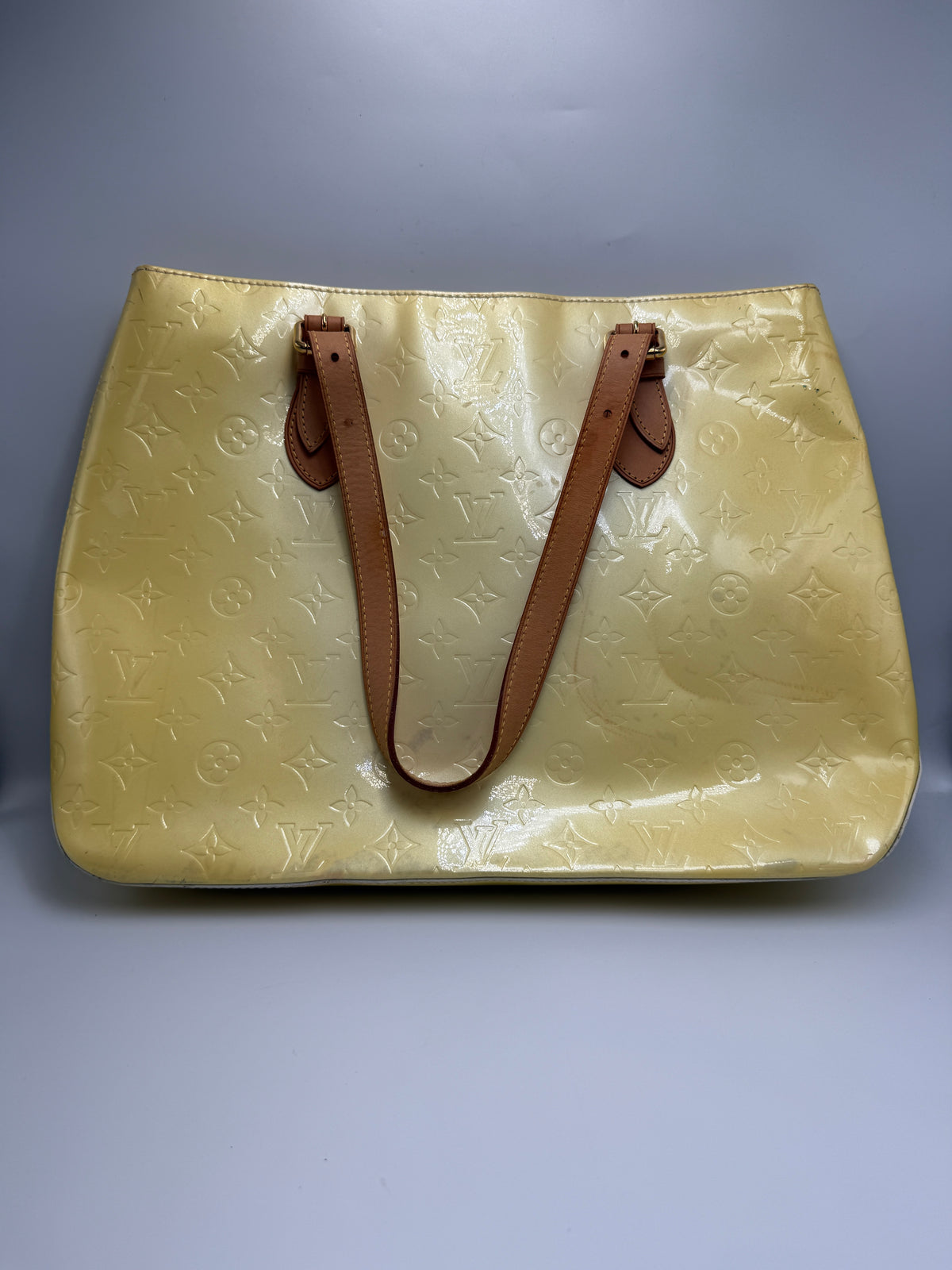 Louis Vuitton Monogram Vernis Houston Tote Bag in Pearl / Yellow