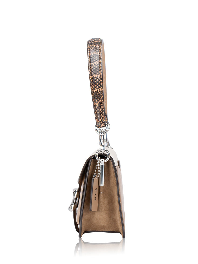 Coach Tabby Shoulder Bag 26 – Chalk & Taupe Leather with Snakeskin Trim