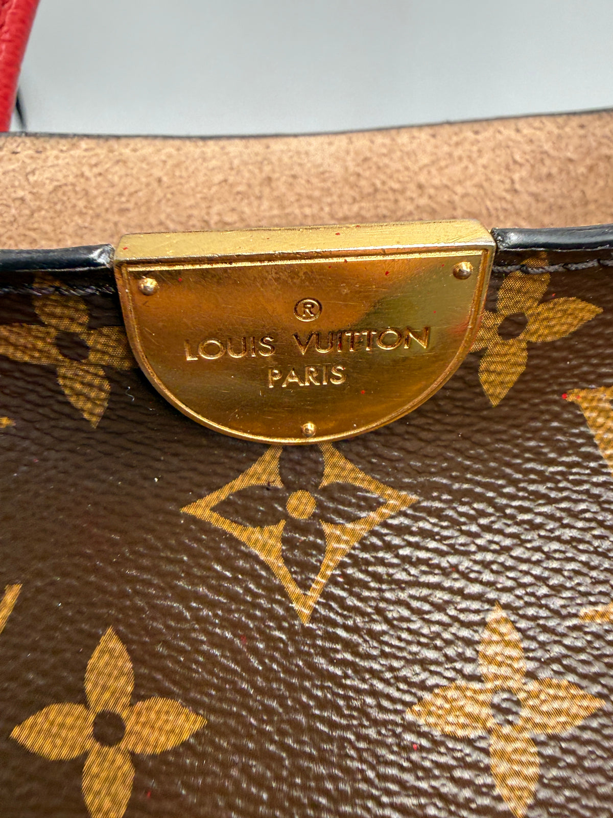 Louis Vuitton Flandrin Bag in Monogram Canvas and Red Calfskin