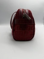 Fendi Vintage Zucca Jacquard Canvas Cylindrical Shoulder Bag in Burgundy Red