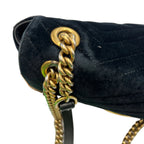 Gucci GG Marmont Small Velvet Shoulder Bag Black with Gold Hardware