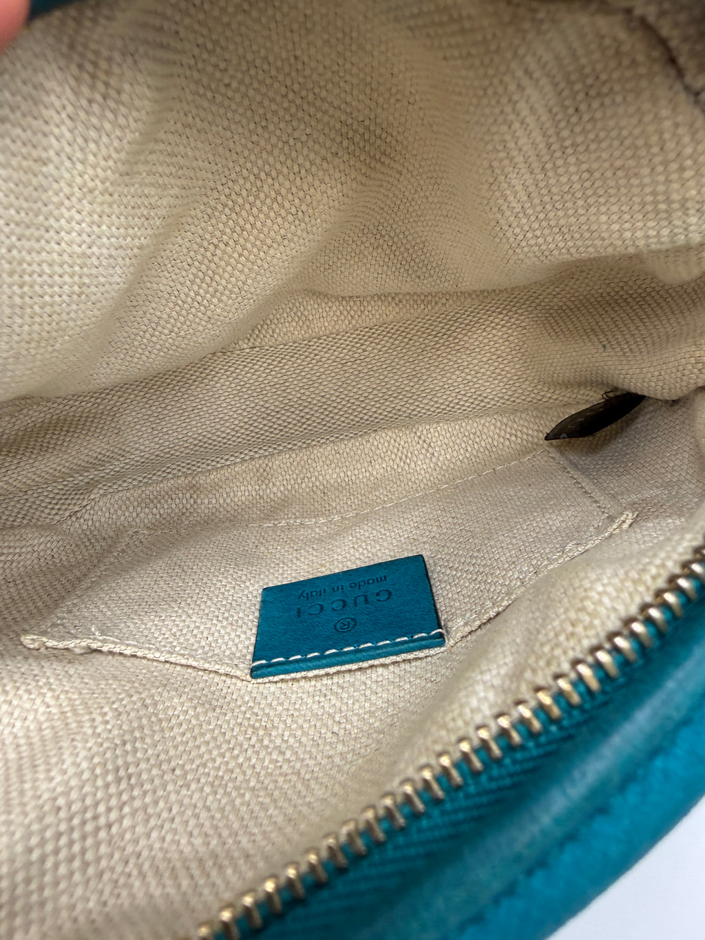 Gucci Soho Disco Bag in Blue Pebbled Suede Leather