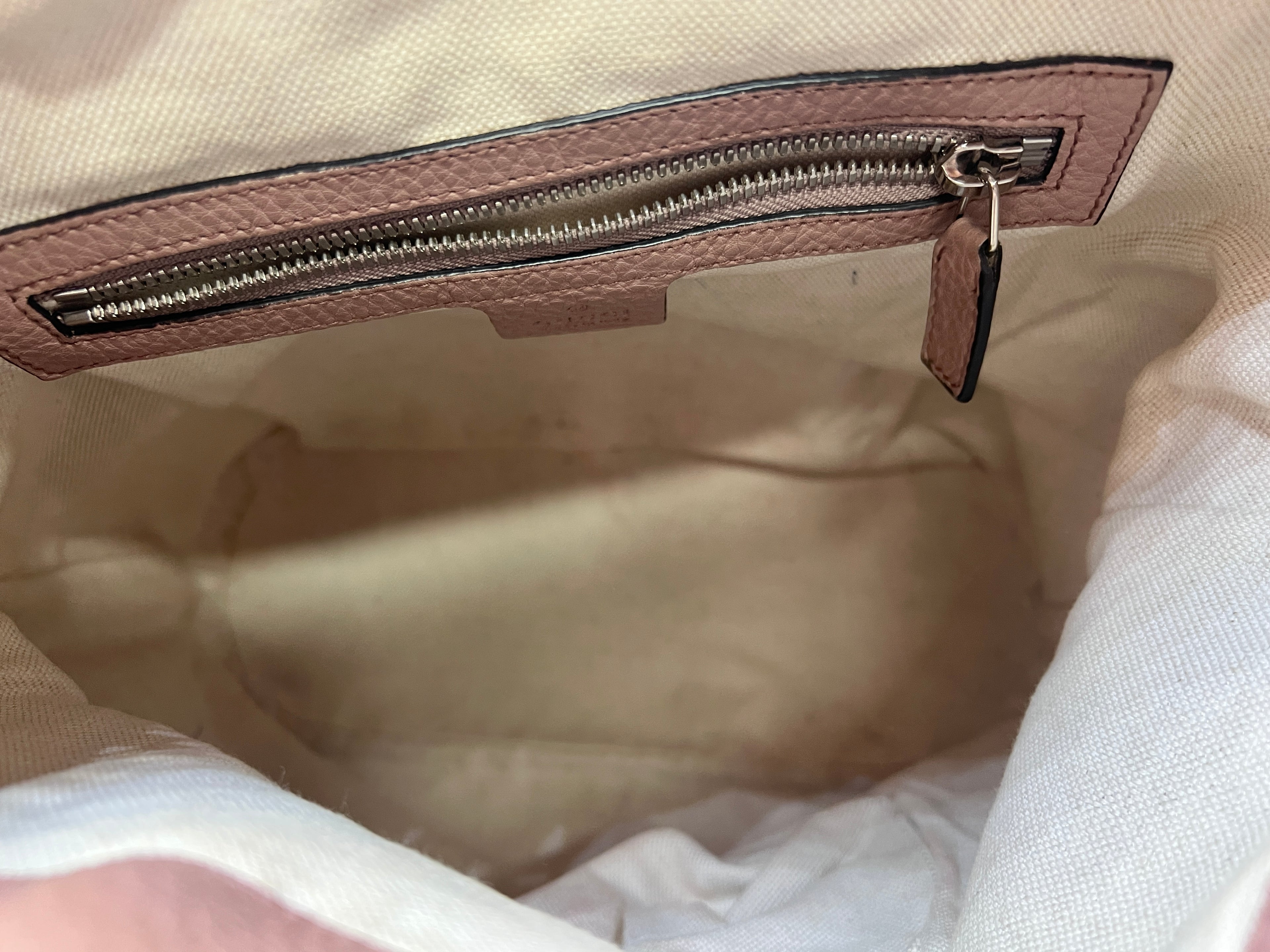 Gucci Soho Leather Drawstring Bucket Backpack Pink