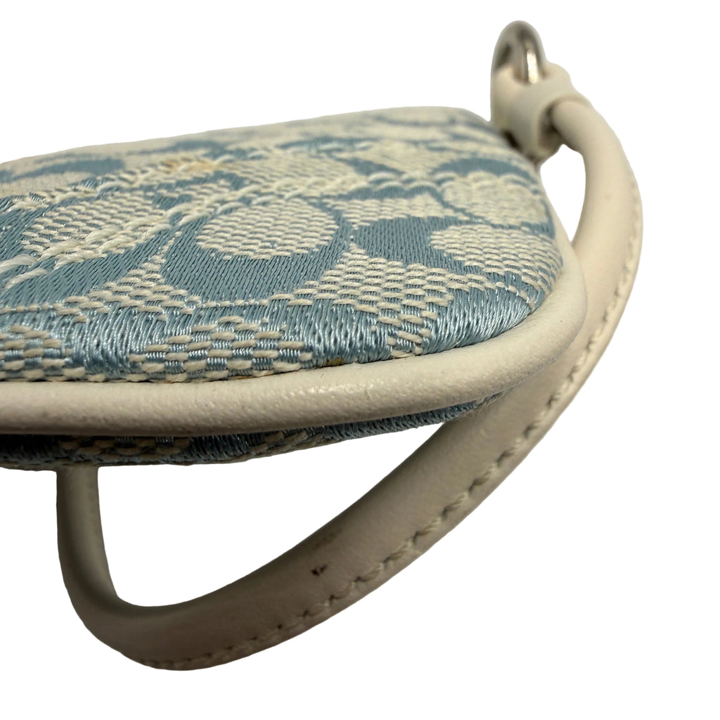 Vintage Coach Signature Jacquard Demi Wristlet Clutch – Light Blue & White