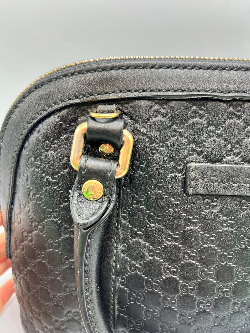 Gucci Guccissima Black Leather Dome Bag