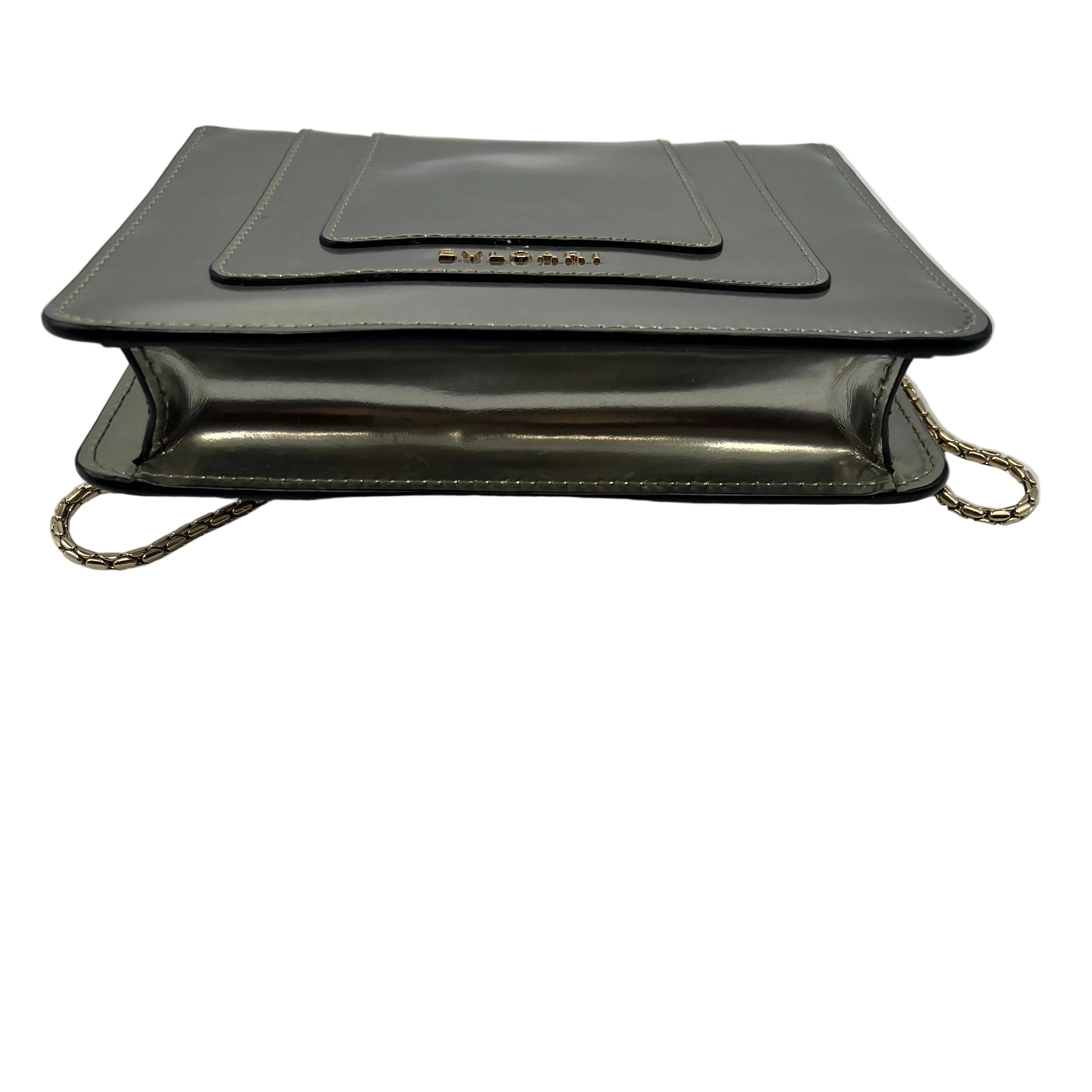 Preowned Bvlgari serpenti head in metallic silver shoulder bag with shoulder strap in good condition