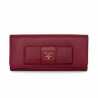 Prada Vitello Move Continental Flap Wallet in Rosso Red