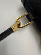 Gucci Vintage Square G Flap Shoulder Bag in Black Canvas and Leather