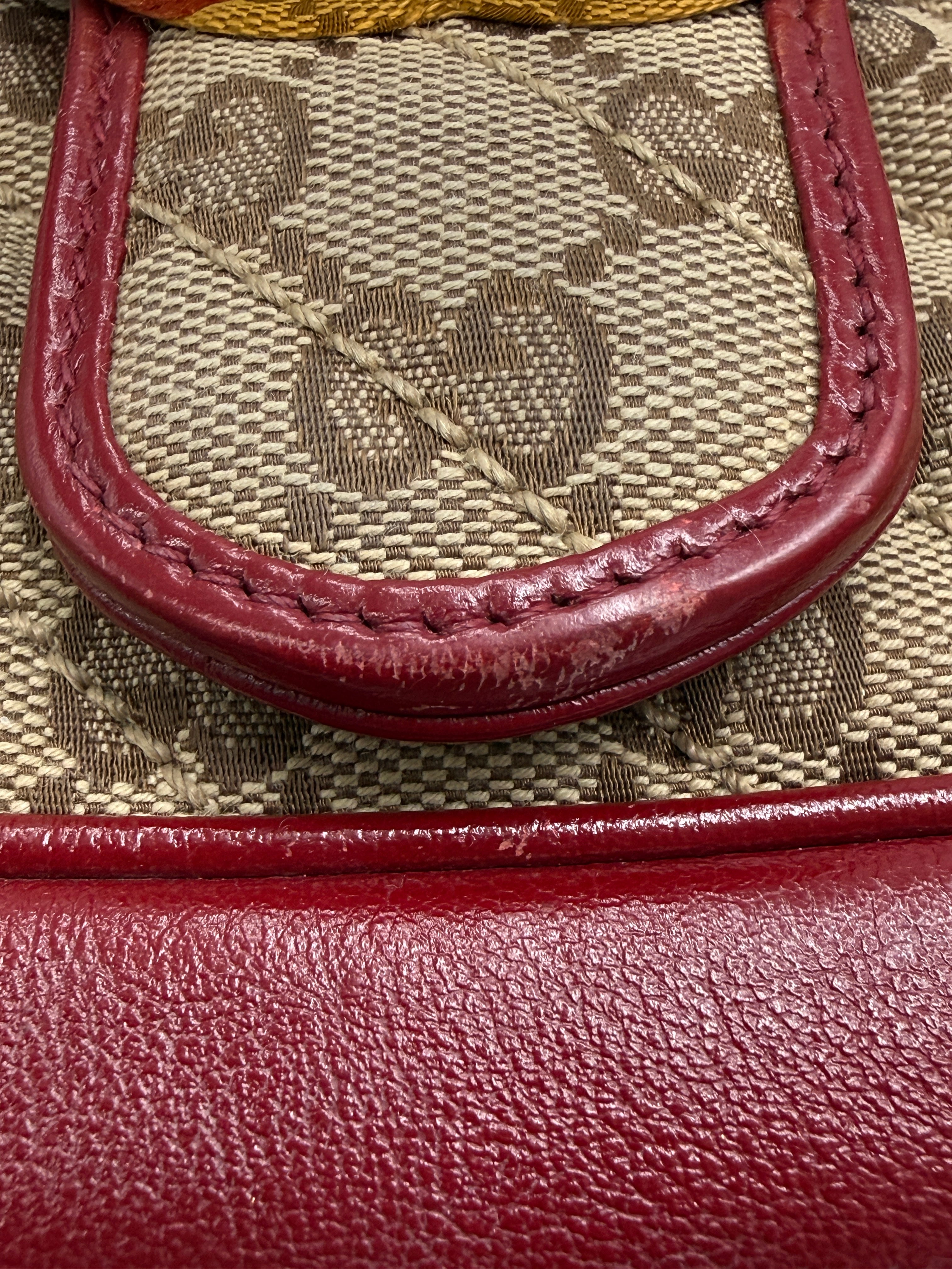 Gucci GG Marmont Small Shoulder Bag in Original GG Canvas with Red Leather Trim