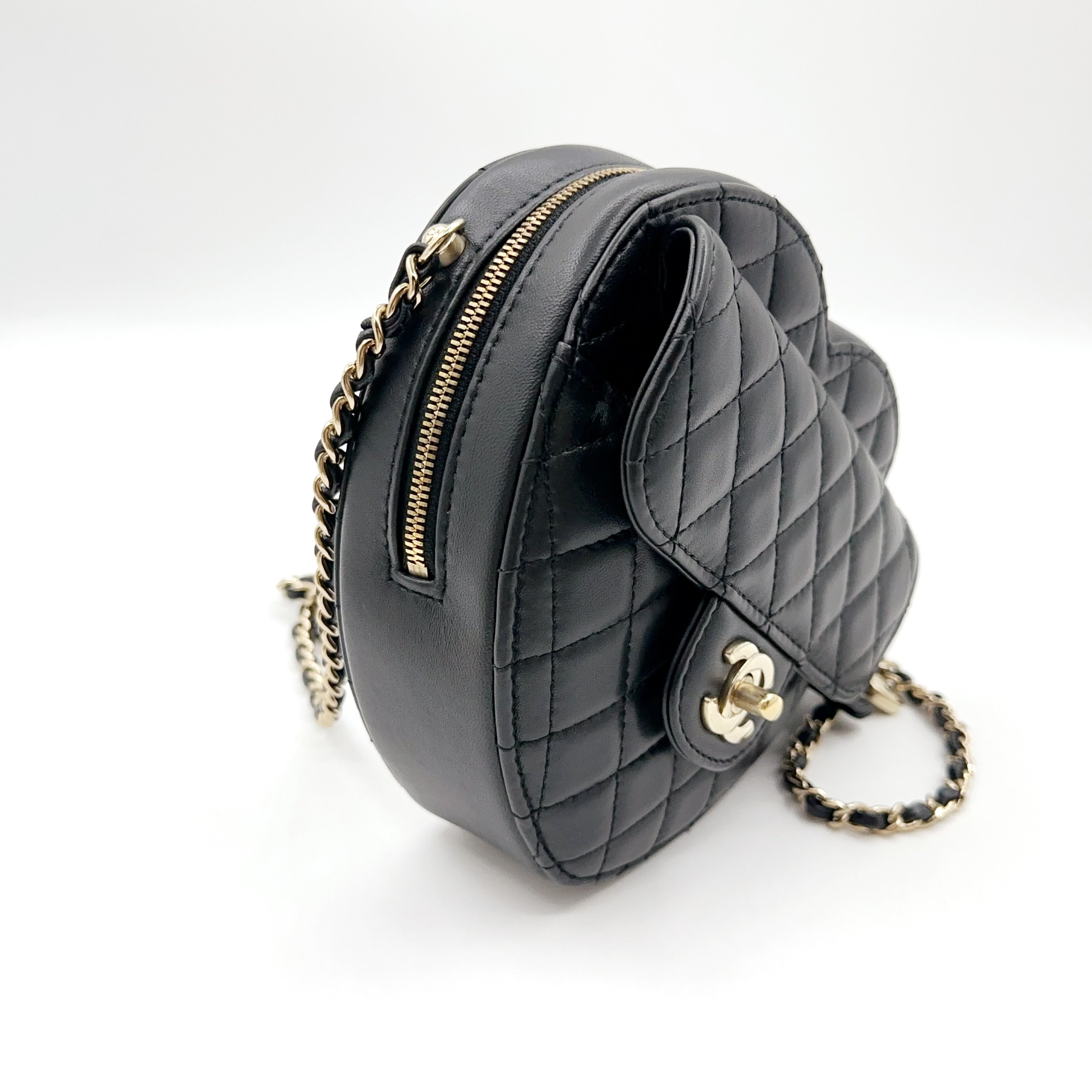 Chanel CC In Love Heart Belt Bag in Black Quilted Lambskin with Gold-Tone Hardware