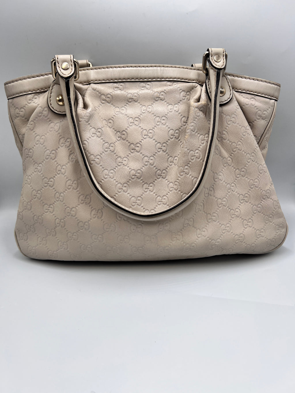 Gucci Guccissima Leather Tote Bag in Off-White