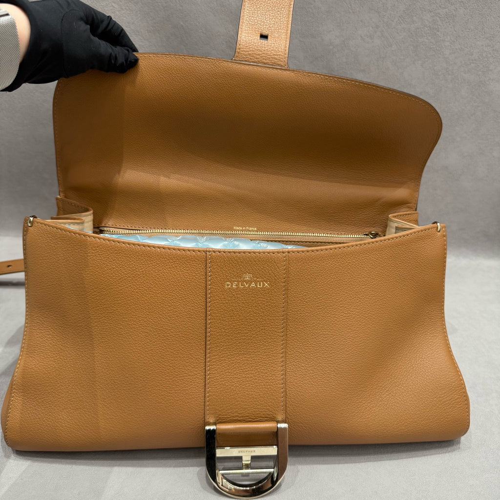 Delvaux Brillant East/West Handbag in Tan Box Calf Leather