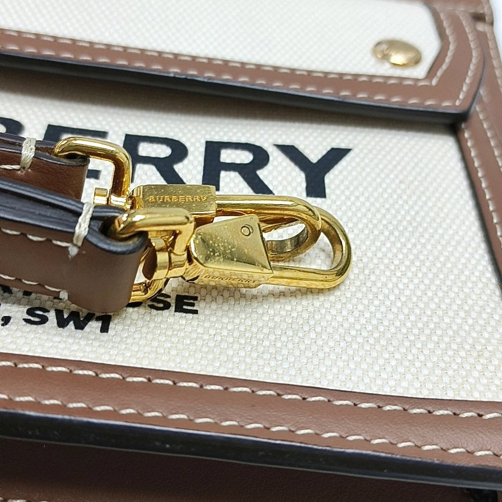 Pre-loved Burberry Mini Canvas Pocket Top Handle Bag