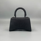 Balenciaga Hourglass XS Top Handle Bag in Black Suede with Silver Hardware