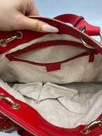 Gucci GG Canvas & Red Leather Heart Charm Shoulder Bag