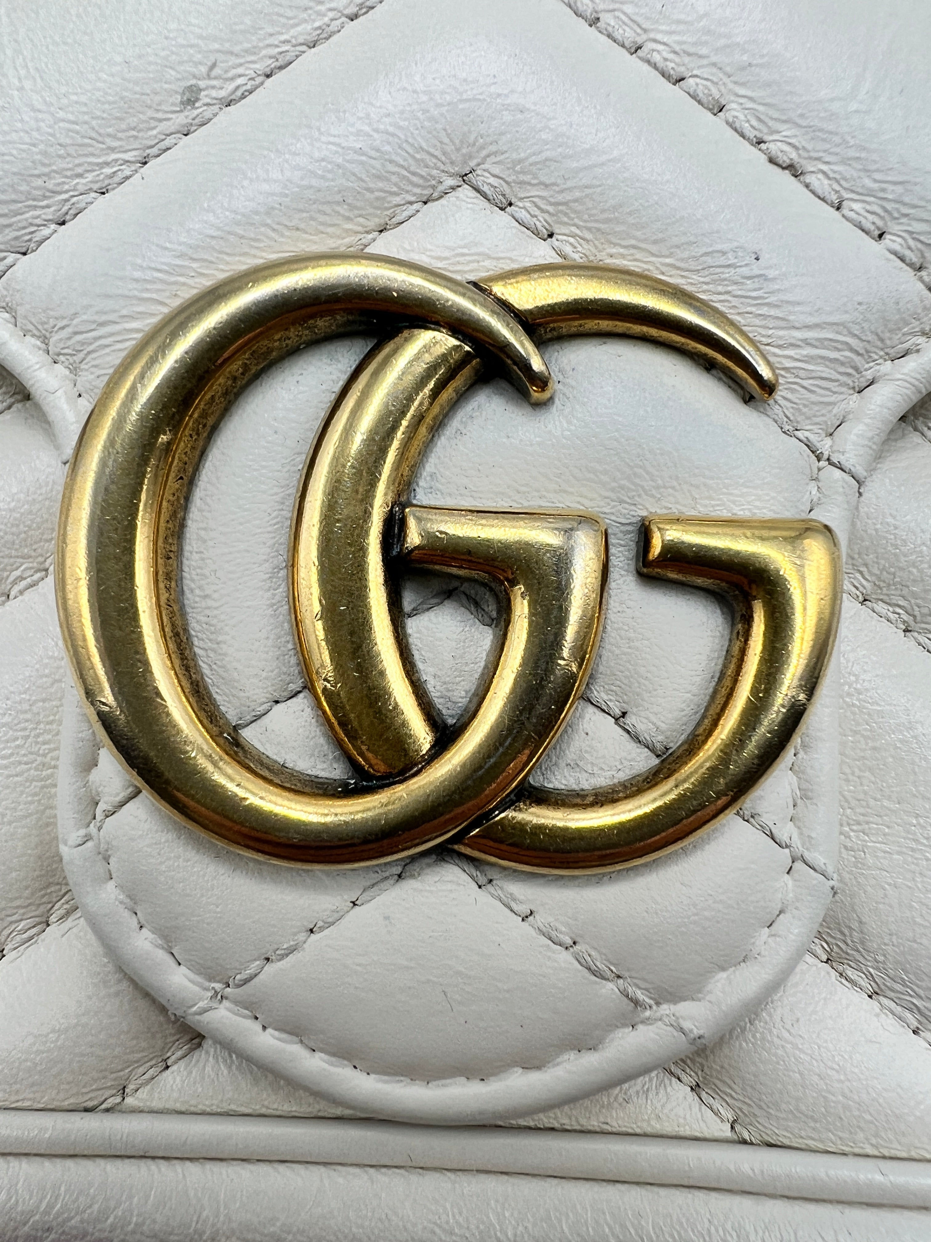 Gucci GG Marmont Super Mini Shoulder Bag Beige Matelassé Leather